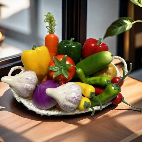 21pcs Realistic Artificial Fake Vegetables, Artificial Fake Lettuce and Varity Vegetables,Artificial Vegetables for Decoration, Home Kitchen Decor,PU Simulation Vegetables in Saudi Arabia