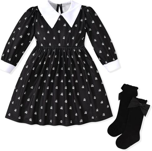 Unutiylo Baby Girls Halloween Dress Long Sleeve Black Party Dress 6M-4T in Kuwait