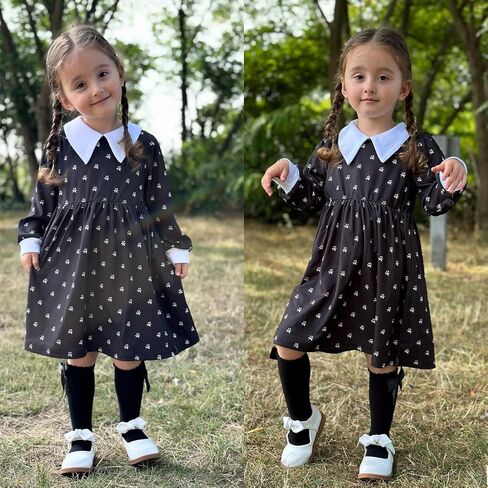 Unutiylo Baby Girls Halloween Dress Long Sleeve Black Party Dress 6M-4T in Kuwait