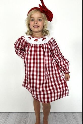 Toddler Baby Girl Christmas Outfit Infant Smocked Christmas Dress Vintage Princess Santa Dress Cute Baby Xmas Clothes in Saudi Arabia