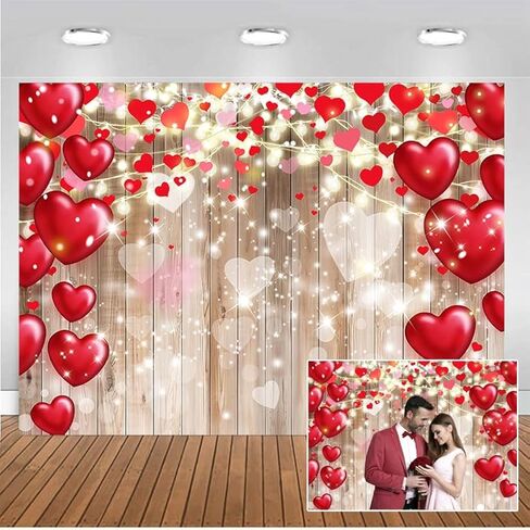 CHAIYA 10x8ft Valentine's Day Backdrop Wood Backdrop Mother's Day Party Bridal Shower Valentine Day Dessert Cake Table Decoration in Kuwait