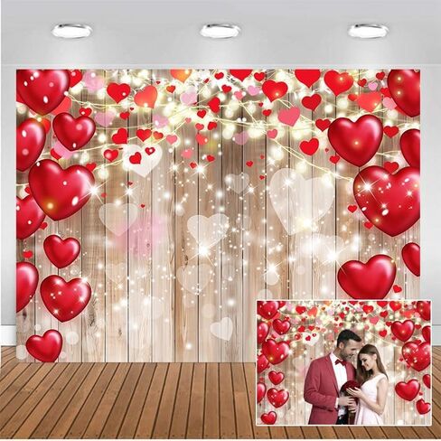 CHAIYA 10x8ft Valentine's Day Backdrop Wood Backdrop Mother's Day Party Bridal Shower Valentine Day Dessert Cake Table Decoration in Kuwait