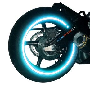 customTAYLOR33 Special Edition Baby Blue High Intensity Grade Reflective Copyrighted Safety Rim Tapes (10" (TIRE Size, for Standing E-Scooters, etc.))