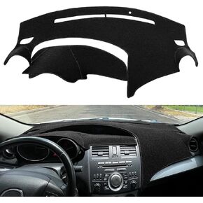Dashboard Cover Dash Cover Mat Pad Carpet Custom Fit for Mazda 3 2010 2011 2012 2013 (Black) Y47