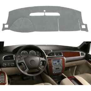Dash Cover Mat Fit for 2007-2014 GMC Yukon Sierra SLT Denali,2007-2013 Chevy Chevrolet Silverado 1500 2500HD 3500HD LTZ/Avalanche/Suburban,07-14 Tahoe, Dashboard Carpet Pad (Black)