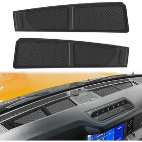 Auovo Dash Cover Tray Compatible with Ford Bronco Accessories 2021 2022 2023 2024 Anti-Slip Silicone Car Dashboard Compartments Mat fit Bronco 2/4-Door Interior Dash Pad Liners 2-pc Set (Black Trim)