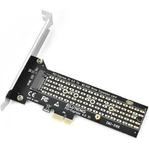 ELUTENG M.2 NVMe PCIe 4.0 Adapter NVME SSD to PCIe X1 Conversion Adapter M.2 Expansion Card Low Profile PCIe NVMe SSD Convertor Compatible for M-Key/B&M Key 2230 2242 2260 2280 22110 SSD