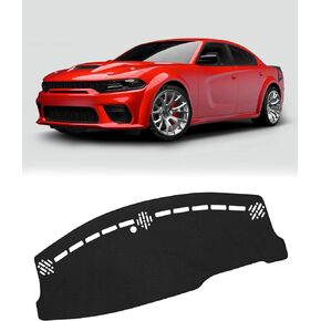 FIILINES Dash Cover for Dodge Charger 2011–2023, Dashboard Cover Mat for Charger Accessories Sunshade Nonslip Mesh Protector No Glare Black
