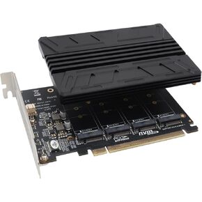 محول COMeap Quad NVMe PCIe M.2 NVMe SSD إلى بطاقة PCI-e 4.0 3.0 x16 مع مؤشر LED فردي يدعم المشتت الحراري 2230 2242 2260 2280 NVMe SSD (يتطلب تشعب PCI-e) in Kuwait