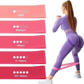 Resistance Loop Exercise Bands 5 PCS,Super Elastic Hip Resistance Bands for Effective Workouts, Stretch, Heavy, Thick, Yoga, Women