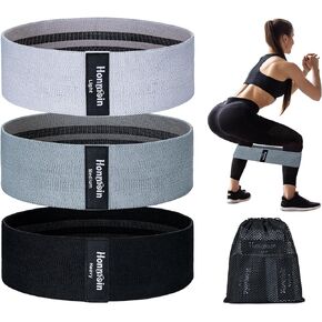 Honmein Resistance Bands for Working Out, 3 Levels Exercise Bands Workout Bands Set for Women Men, Hip Legs Booty Bands for Home Fitness, Gym, Yoga, Pilates
