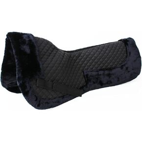 CHALLENGER Horse English Quilted Half Saddle Pad Correction Wither Relief Faux Fur Black 12218BK