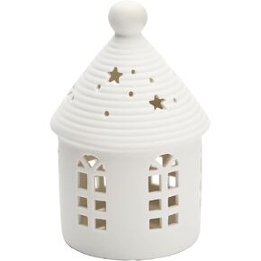 Ceramic Lighthouse Home Decoration Tabletop Handcarved Porcelain Figures with LED Light Battery Included