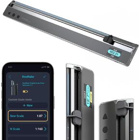NeoRuler Digital Scale Ruler, 12 inch Smart Scale Ruler with Infinite Customized Scales and ±0.004 inch Accuracy, 93 Built-in US Imperial, Metric Scales, Architectural and Engineering Scale Ruler