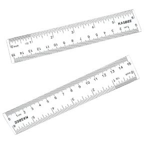 Plastic Rulers, 2PCS Straight Ruler, Plastic Measuring Tool for Student School Office (Clear, 6 Inch) (2)