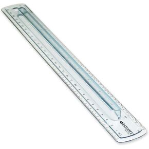 Westcott 00402 Smoke Gray Plastic Ruler with Finger Grip, 12 Inch