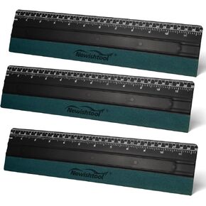 NEWISHTOOL Vinyl Wrap Squeegee for Vinyl, Big Size Wallpaper Smoothing Squeegee, 3 Pack 25CM Decals Squeegee with Ruler & Micro Suede Felt Edge for Sign Making Graphic Window Tint Film Application