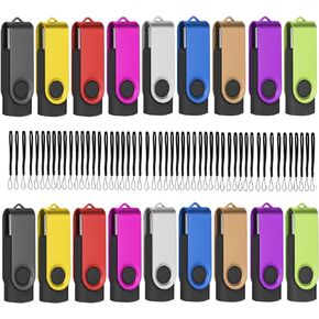 (Not 128GB) EASTBULL USB 2.0 Flash Drive 128 MB with Lanyards Thumb Drives Bulk 20 Pack Colorful Multipack Memory Stick Pen Drive Swivel Design(128MB 20 Pack)