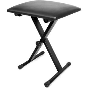 MUZNOTE Piano Bench, Adjustable Keyboard Bench Padded Keyboard Chair Seat X-Style Collapsible, Flame Retardant Cotton, Non-Slip Waterproof Design, Black