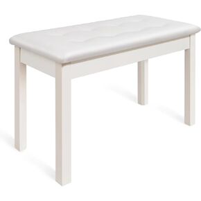 Duet Piano Bench with Padded Cushion and Storage - Solid Wood Keyboard Bench Bookcase Stool Chair Seat Vanity Stool Tufted Wooden Piano Seat, Comfortable Sponges Pad,Brown