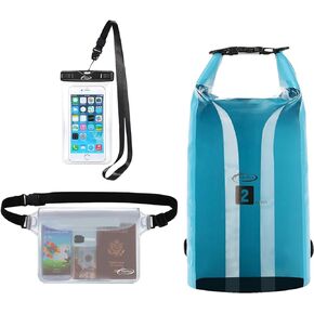 حقيبة AiRunTech الجافة مقاومة للماء، حقائب عائمة وخفيفة الوزن للتجديف بالكاياك وركوب القوارب وصيد الأسماك والسباحة والتخييم مع حقيبة خصر مقاومة للماء وحقيبة هاتف in Kuwait