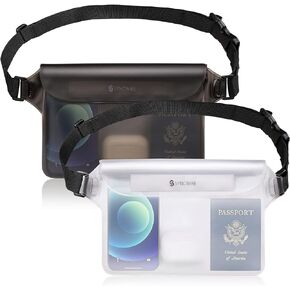 SYNCWIRE Waterproof Pouch Bag with Adjustable Waist Strap (2 Pack) - IP68 Waterproof Waist Bag Screen Touchable Dry Bag with Adjustable Belt for Beach, Swimming, Boating, Fishing, Hiking, etc