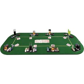 YUZPKRSI 3 in 1 Poker Table Top, Texas Hold'em Poker Card Tabletop Layout with Reversible Black Felt, Foldable Poker Table Craps Mat with Cup Holders, Carrying Bag for Poker/Blackjack/Craps