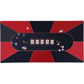 بساط بوكر PLAYWUS مقاس 70 × 35 بوصة، سطح طاولة بوكر قابل للطي لـ 8 لاعبين مع حقيبة تخزين، بساط بوكر تكساس هولدم مطاطي غير قابل للانزلاق لطاولة لعبة البلاك جاك والكازينو وألعاب المقامرة (أحمر خمري) in Kuwait