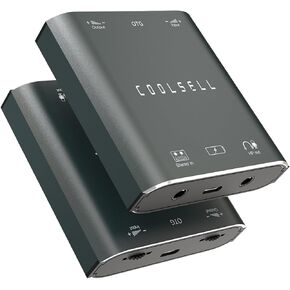 COOLSELL Audio Interface, 24Bit/192kHz USB C & iPhone Guitar Interface for Recording, Live Streams and Podcasting, Compatible with iPhone, iPad, Mac, Android and PC Devices