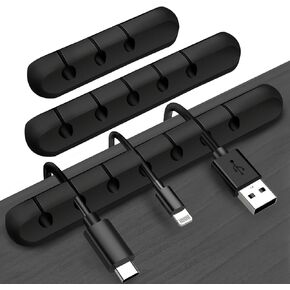حامل سلك للمكتب، منظم سلك شحن لاصق قوي للمكتب، 3 حزم مشابك سلك لكابل USB، مشابك كابل لسلك الطاقة وسلك كابل الماوس والكمبيوتر المكتبي والمنزل (أسود) in Kuwait