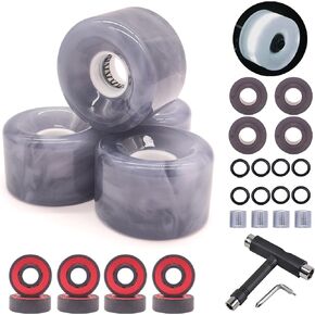 Longboard Skateboard Wheels Cruiser Skateboard Wheels 65mm 78A Wheelset with Skate Tool Bearing Flash Core or Washers Free Replacement