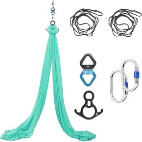 SKYPHAROS 11 Yards Aerial Silks Yoga Swing Set - Aerial Yoga Hammock Kit Anti-Gravity Flying for Fitness, Low/Non Stretch Nylon Tricot Fabric Hardware Included for Dance