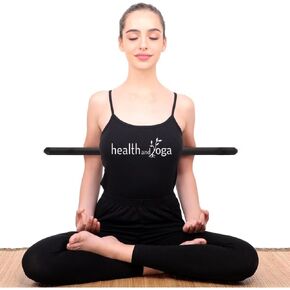 HealthAndYoga™ StretchNHeal Multipurpose Wooden Pranayama Stick WITH Padded Comfort Sleeve - Lung Opener for Fuller Breathing - Posture Corrector and Flexibility Enhancer - Detachable Robust Yoga Pole