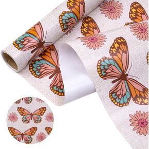 WRAPAHOLIC Paper Scented Drawer Liners - 14 Inch X 16.5 Feet - Non-Adhesive for Home Closet Shelves, Table Runner, Gift Wrap - Butterfly and Daisy