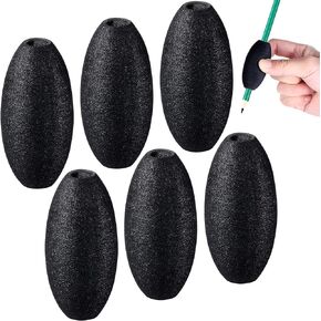Zonon Writing Aid Trainer for Kids Adults Foam Egg Grips Pen Cushioned Holders Writing Aid Trainer for Handwriting Drawing Preschool Supplies Right or Left Hand Use, 6 Pieces(Black)