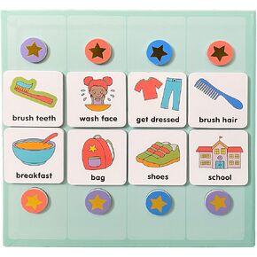 Magnetic Daily Visual Schedule for Kids at Home - Create Your Own Routine Chart for Kids & Toddlers (Morning and Bedtime) - Kids Chore Chart - Autism ADHD (72 Magnets + Board)