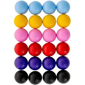 Colored Golf Balls - Multicolored Set of 24 for Kids Mini Golf, Putting Practice and Children Training