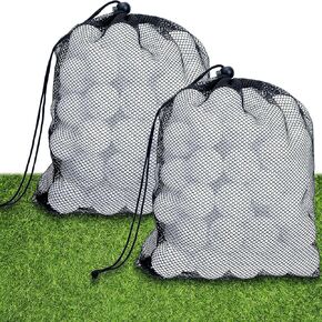 120 Pcs Plastic Golf Balls Practice Golf Balls Bulk Hollow Training Golf Balls with 2 Pcs Mesh Drawstring Storage Bags for Indoor Outdoor Training and Practice