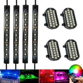 8 Pcs RGBW Marine Boat LED Lights APP RF Remote Control,Waterproof Pontoon Ship Light Boat Transom Lights Stern Navigation Light Deck Lights for Boat Sailboat Kayak Yacht