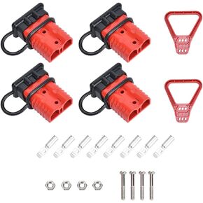 4 Pcs 2-4 Gauge Anderson Connector Plug 175A 12-36V Battery Quick Connector Red Battery Quick Disconnect Wire Harness Plug Kit for Winch Car Auto Trailer Driver Electrical Devices…