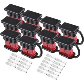 Motoforti Universal 50A Auto Battery Quick Connector, 6 to 8 Gauge Wire Harness Plug Kit, Durable, Plastic Metal, Red, 10 Set