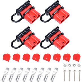 4 Pcs 6-10 Gauge Anderson Connector Plug 50A 12-36V Battery Quick Connector Red Battery Quick Disconnect Wire Harness Plug Kit for Winch Car Auto Trailer Driver Electrical Devices