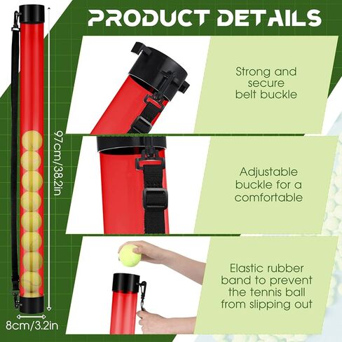 2 Pcs Tennis Ball Pick up Tube with Shoulder Strap Lightweight Ball Collector Tennis Ball Holder 15 Tennis Ball Picker Tennis Ball Grabber Tennis Ball Retriever Tube Carrier in Kuwait