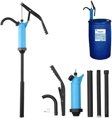 EWANYO Lever Action Barrel Pump Transfer Fuel Diesel Hand Pump Fits 5 to 55 Gallon Drums for Conveying Pumping Water Oil Fuel Lubricants Solutions and Other Liquids 134 cm / 53 inch, Blue in Kuwait