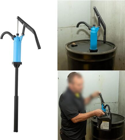 EWANYO Lever Action Barrel Pump Transfer Fuel Diesel Hand Pump Fits 5 to 55 Gallon Drums for Conveying Pumping Water Oil Fuel Lubricants Solutions and Other Liquids 134 cm / 53 inch, Blue in Kuwait