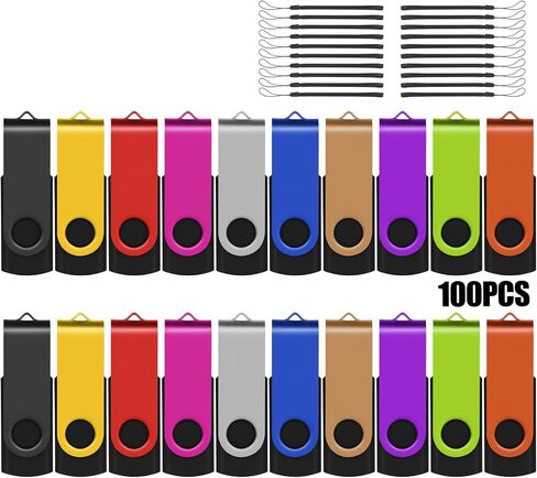 محركات أقراص فلاش EASTBULL السائبة 2 جيجابايت USB الإبهام محرك 100 حزمة USB 2.0 ذاكرة عصا دوارة القلم مع الحبل للتخزين والنسخ الاحتياطي (2 جيجابايت 100 لون) in Kuwait