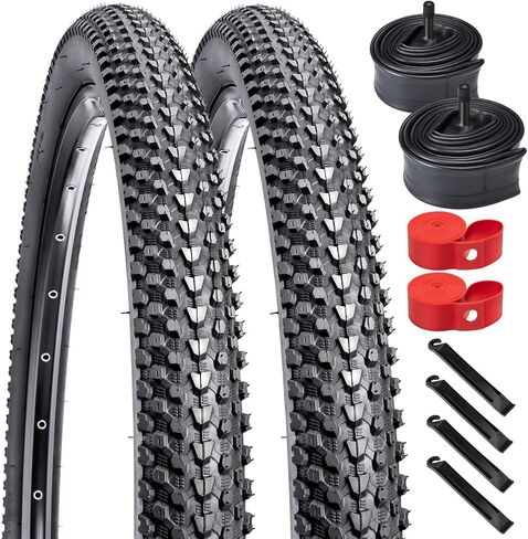 YunSCM 26" Bike Tires 26X2.125/57-559 and 26" Bike Tubes Schrader Valve and 2 Rim Strips Compatible with 26 x 2.125 26 x 2.10 26 x 2.20 Mountain Bicycle Bike Tires and Tubes (A-1747) in Saudi Arabia