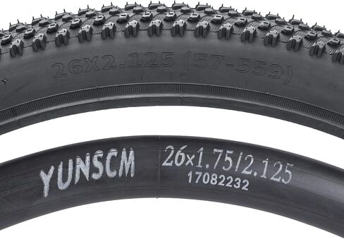 YunSCM 26" Bike Tires 26X2.125/57-559 and 26" Bike Tubes Schrader Valve and 2 Rim Strips Compatible with 26 x 2.125 26 x 2.10 26 x 2.20 Mountain Bicycle Bike Tires and Tubes (A-1747) in Saudi Arabia