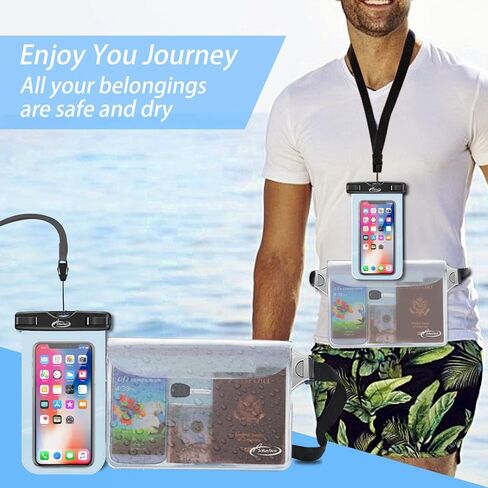 حقيبة AiRunTech الجافة مقاومة للماء، حقائب عائمة وخفيفة الوزن للتجديف بالكاياك وركوب القوارب وصيد الأسماك والسباحة والتخييم مع حقيبة خصر مقاومة للماء وحقيبة هاتف in Kuwait