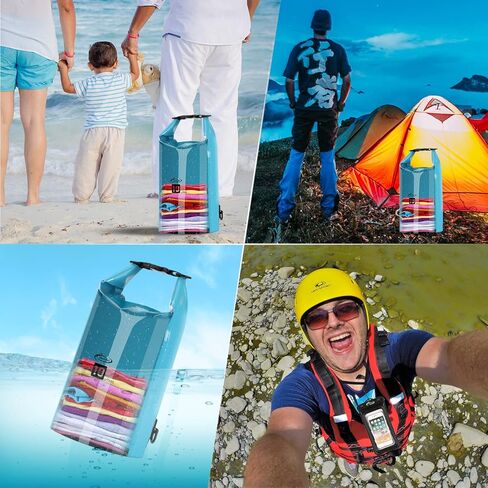 حقيبة AiRunTech الجافة مقاومة للماء، حقائب عائمة وخفيفة الوزن للتجديف بالكاياك وركوب القوارب وصيد الأسماك والسباحة والتخييم مع حقيبة خصر مقاومة للماء وحقيبة هاتف in Kuwait